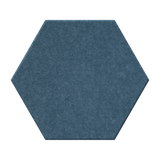 A single hexagonal felt sample in a muted slate blue color, centered on a plain white background.