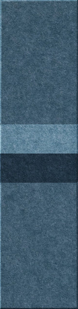Vertical stack of rectangular tiles in varying shades of blue and teal with textured surfaces.