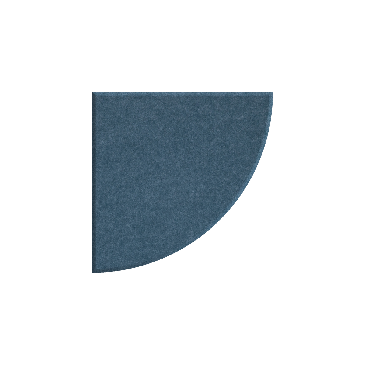 A quarter-circle felt sound absorber in a slate blue color, shown on a plain white background.