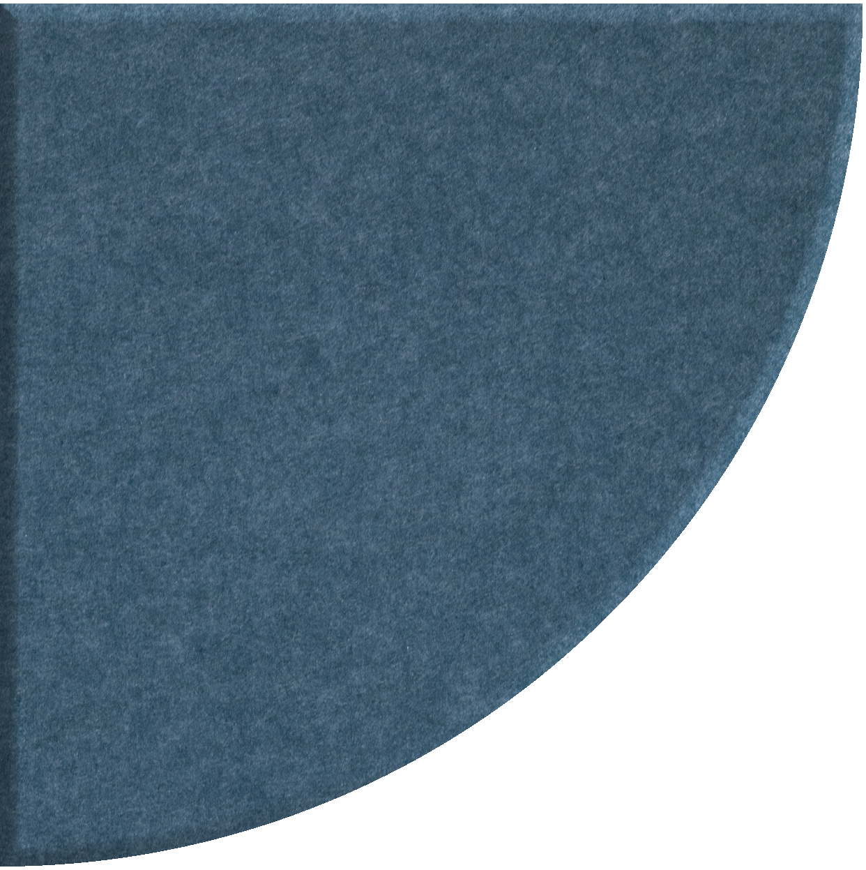 Blue-gray quarter circle tile with textured matte finish.