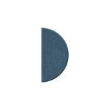 A single blue-gray semicircle letterform or monogram shape with a textured surface, centered on a plain white background.
