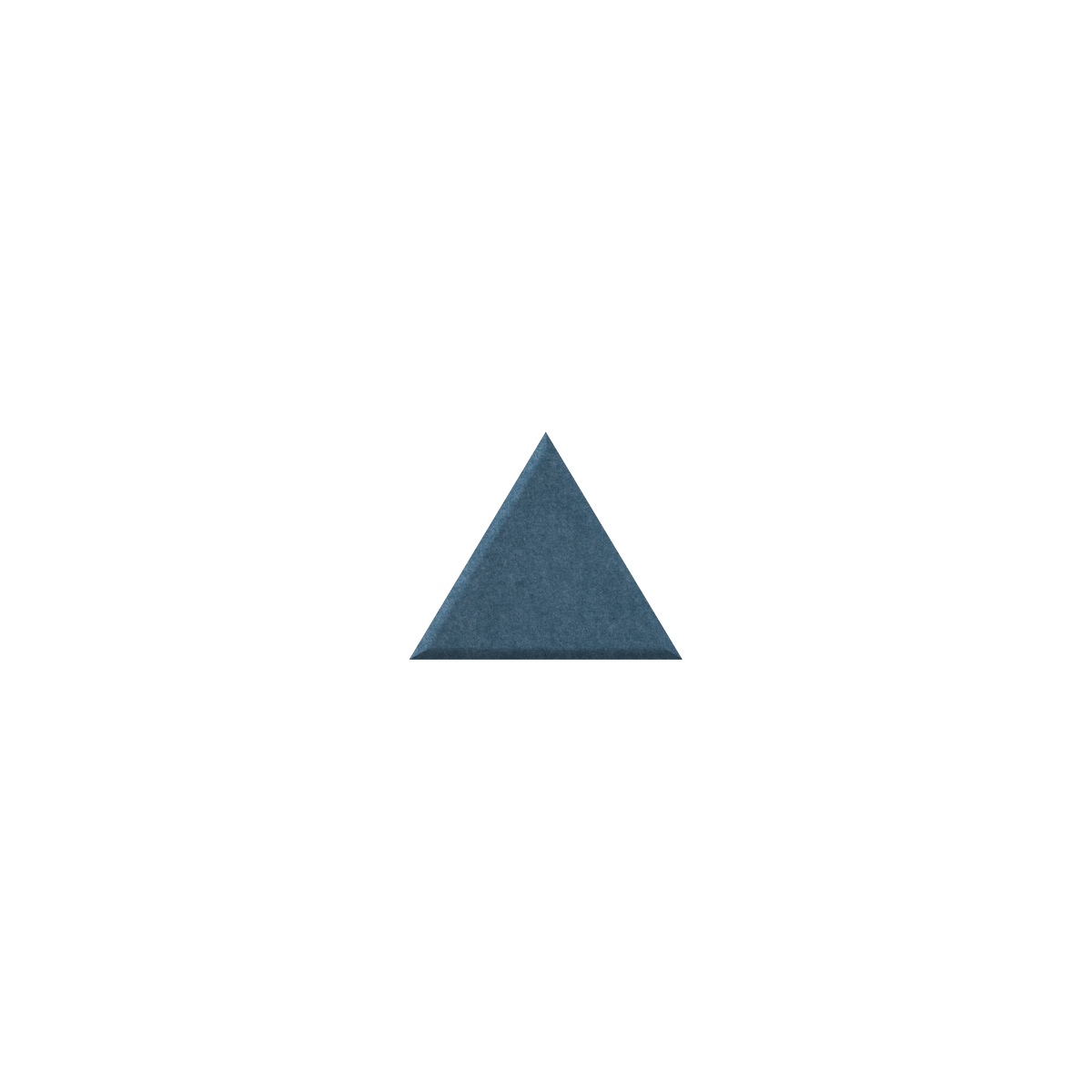 Blue triangle on a white background.