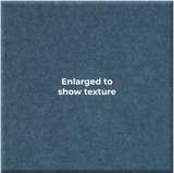 A square blue textured material sample with the centered white text 'Enlarged to show texture' on a plain white background.