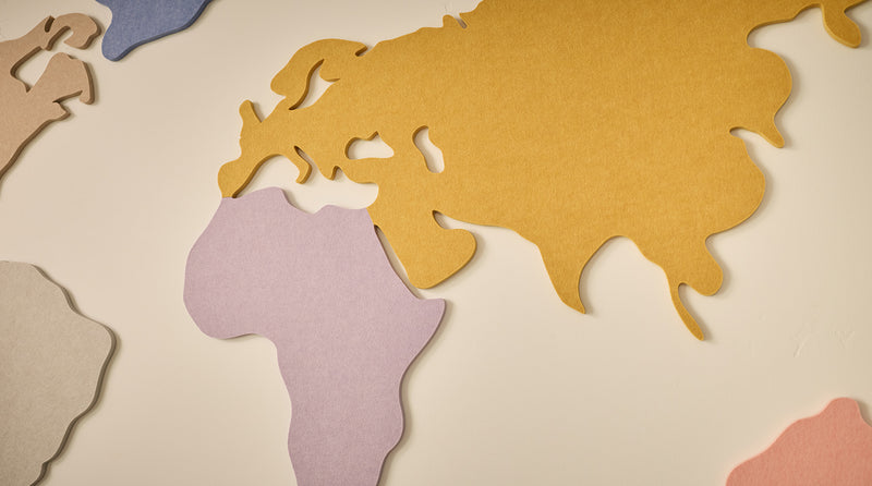 close up of felt wall map