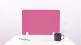 Pink desk divider with chevron pattern displayed on white desk with pens, mug, and vase.