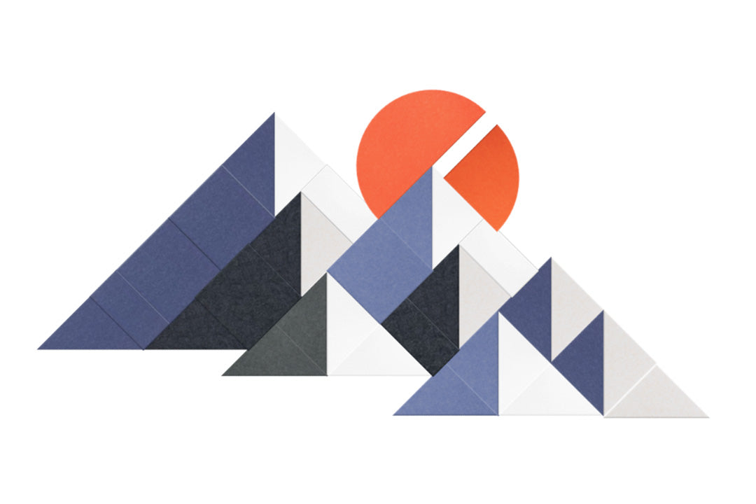 Multicolor Snowy Mountain Sunset Felt Right design made from sound-dampening acoustic felt panels