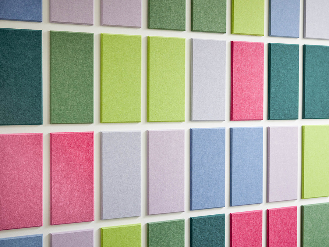 Grid of colorful square samples on a white background