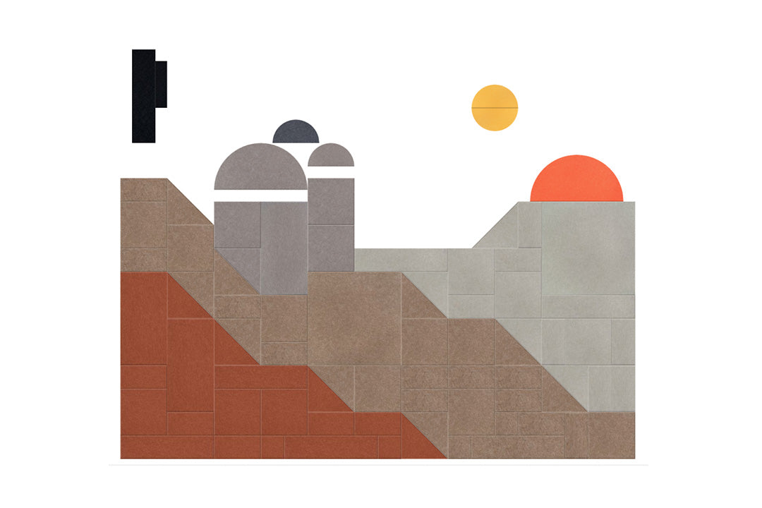 multicolor space desert Felt Right design made from sound-dampening acoustic felt panels