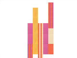 Colorful abstract design with vertical stripes on a white background