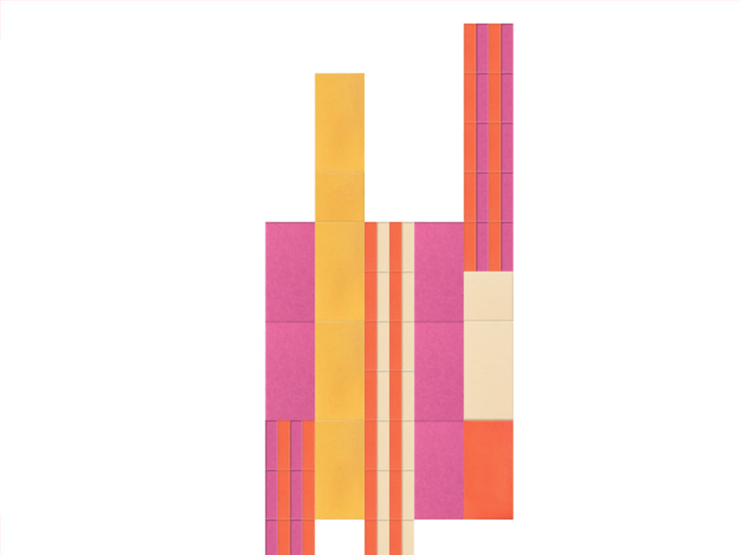 Colorful abstract design with vertical stripes on a white background