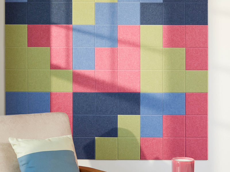 Colorful square tiles on a wall 