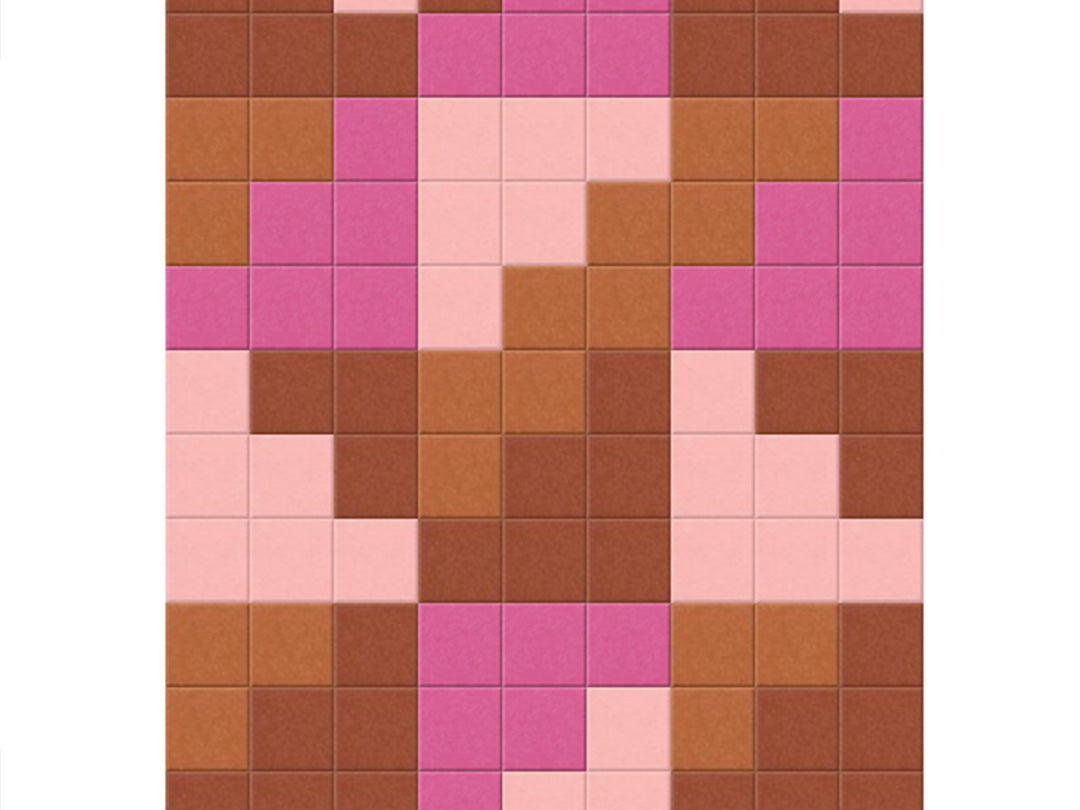 Pattern of pink and brown squares on a white background