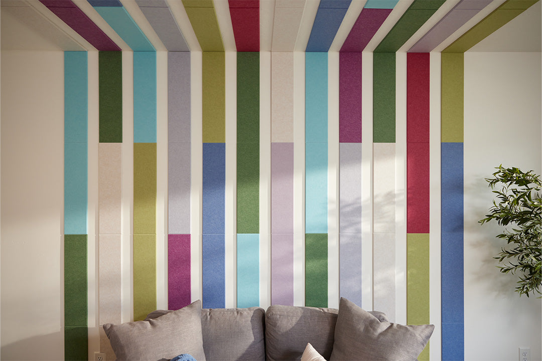 Colorful felt tiles on wall and ceiling