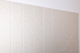 Close up engraved Latte Felt Right tile