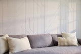Acoustic Cream Colored Felt Engraved Panels Installed in Living Room.