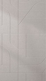 Beige felt sheet with engraved subway tile pattern featuring curved and straight line divisions in rectangular layout.
