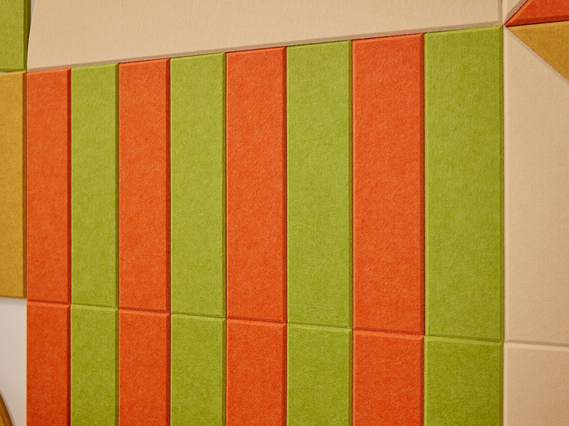 Colorful striped tiles on a wall