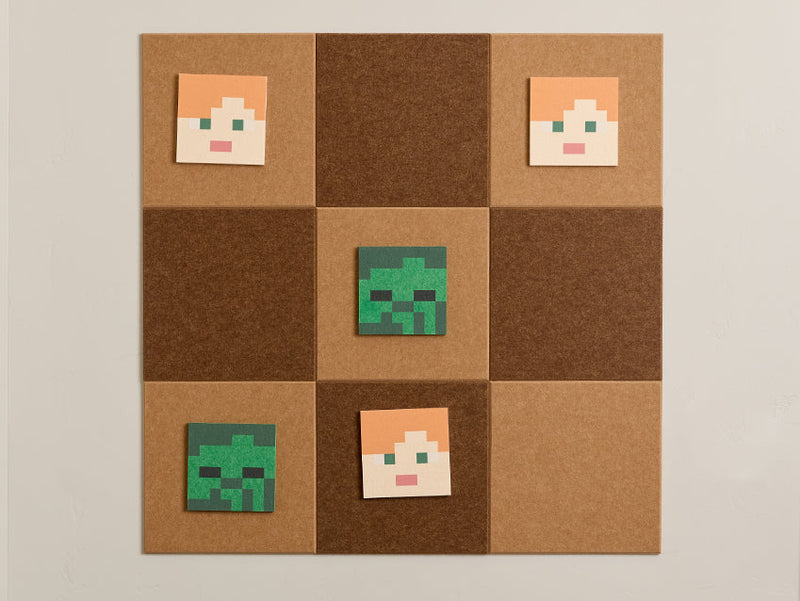 Minecraft™ Alex Tic-Tac-Toe Brown on wall