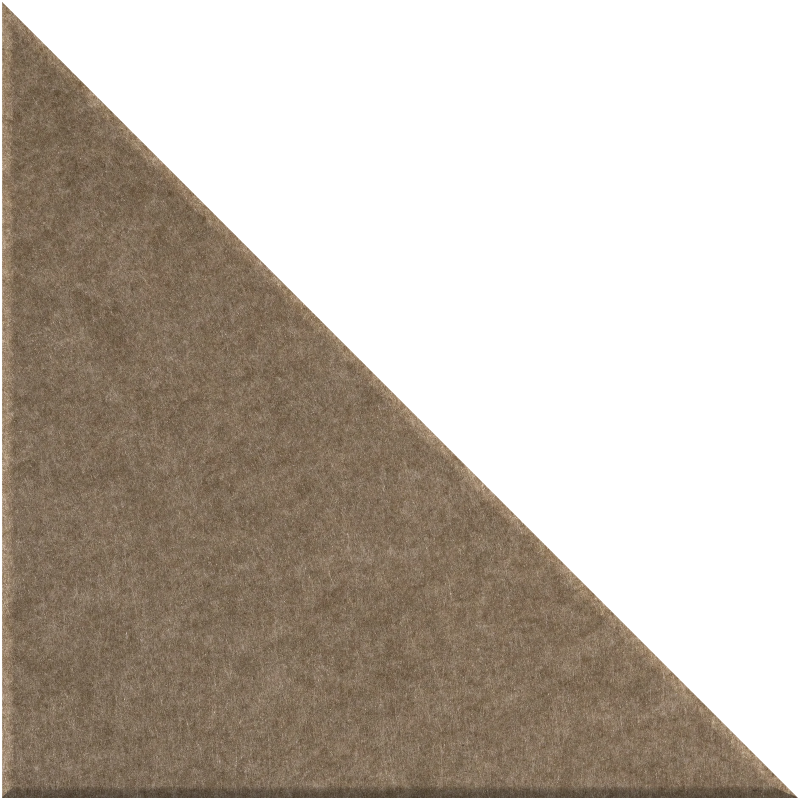 Right triangle tile with taupe textured surface and right angle at bottom left corner.