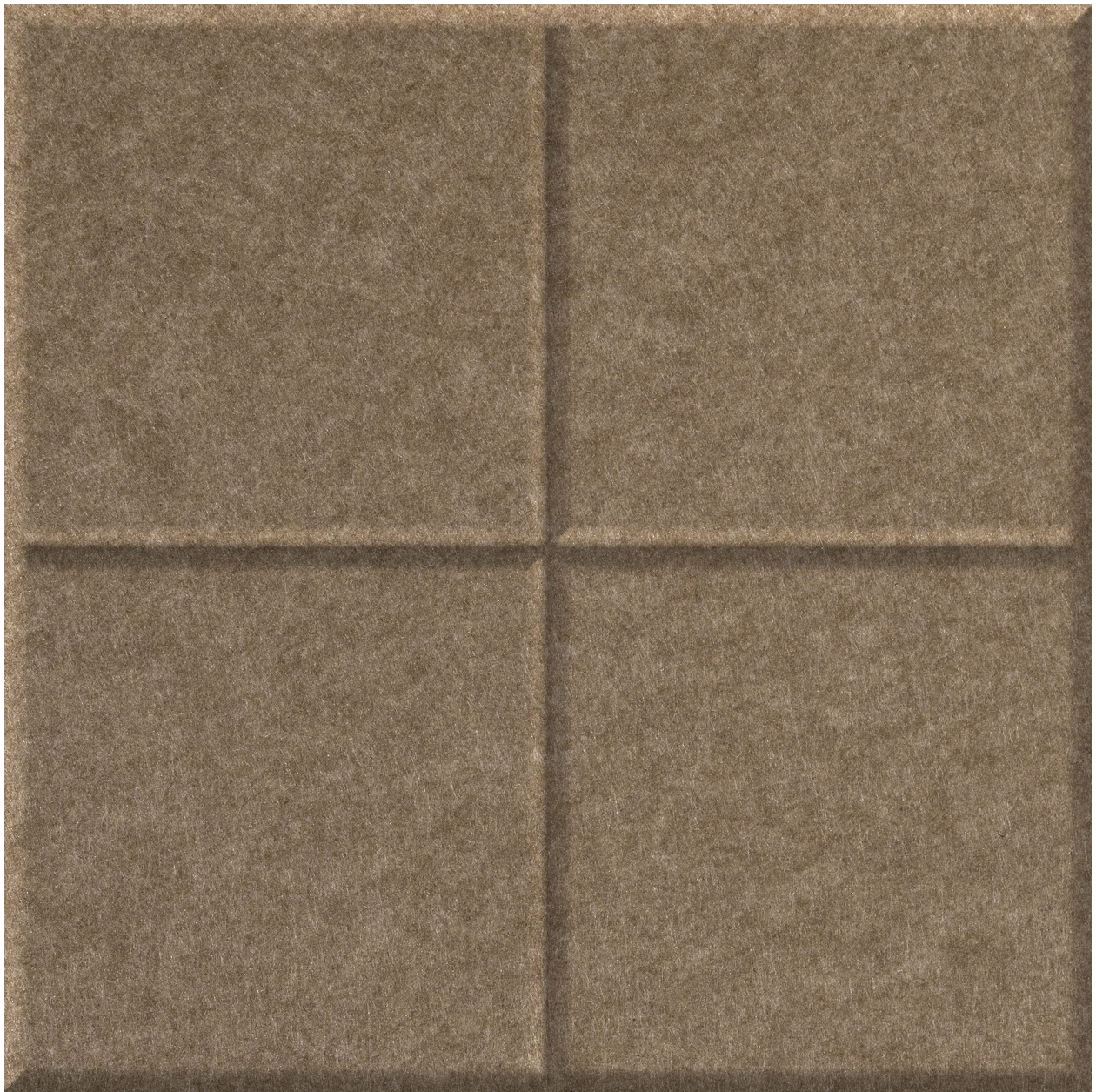 Beige ceramic tile divided into four equal squares with recessed grout lines.