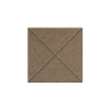 A square brown felt or fabric panel with stitched diagonal lines forming an X pattern in the center, shown on a plain white background.