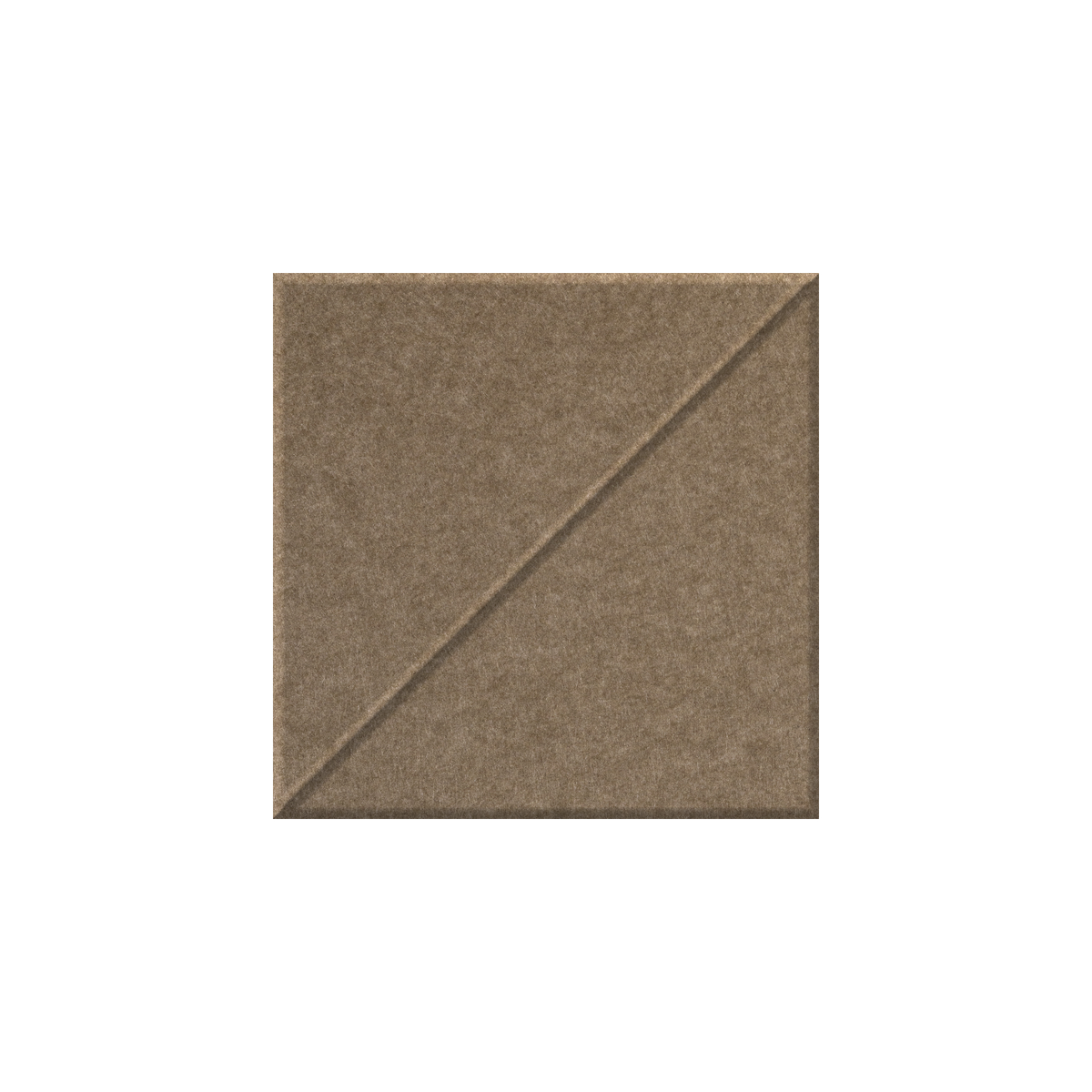 A square brown kraft paper envelope or card with a diagonal scoring line, shown on a plain white background.