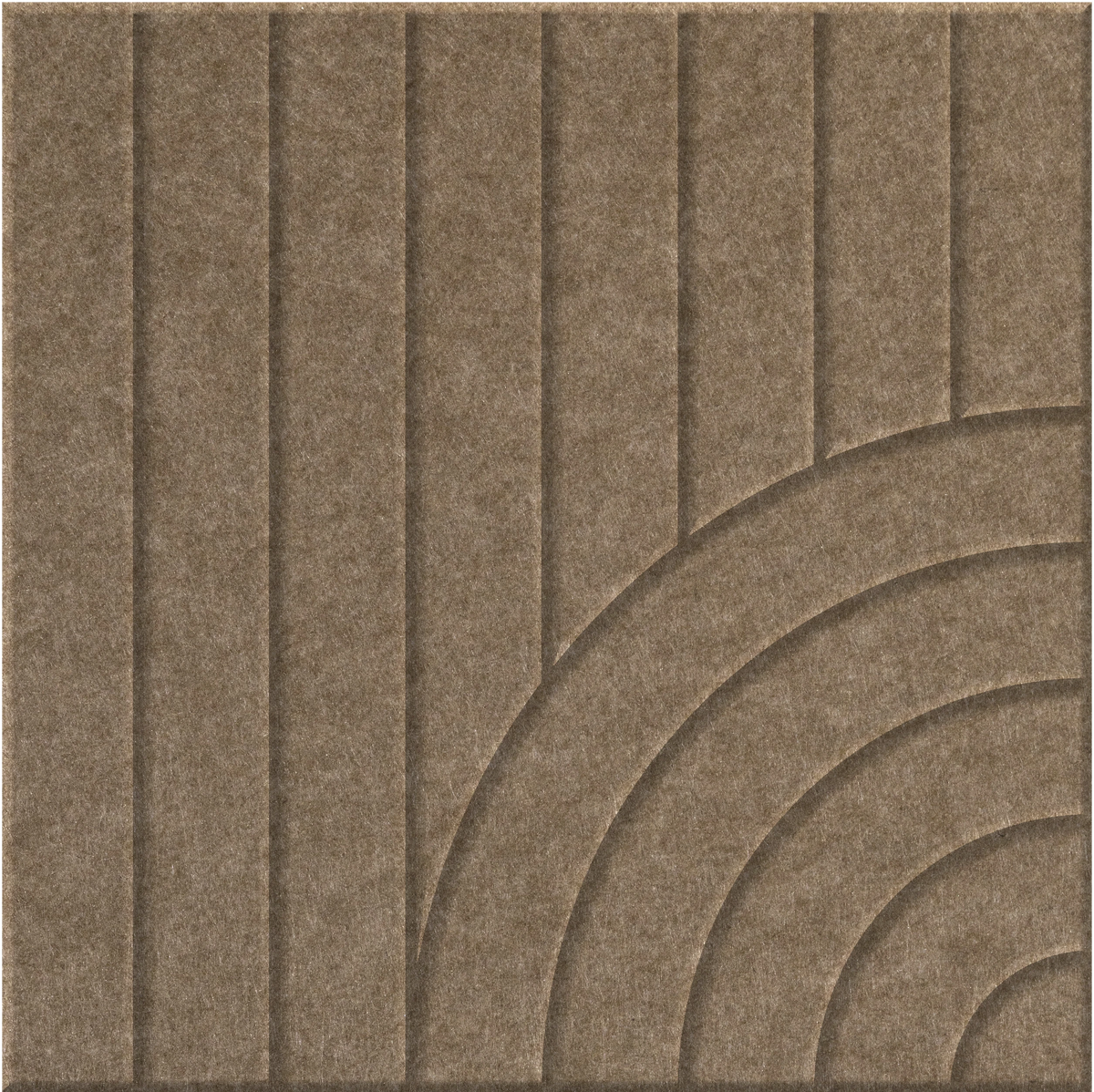 Timber 9mm Engraved Tangent felt sample with concentric quarter circle grooves