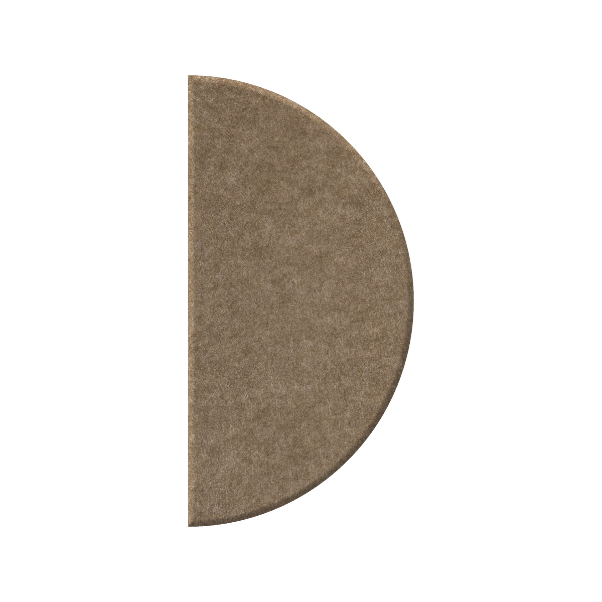 A semi-circular felt rug or mat in a warm taupe-brown color, shown against a plain white background.