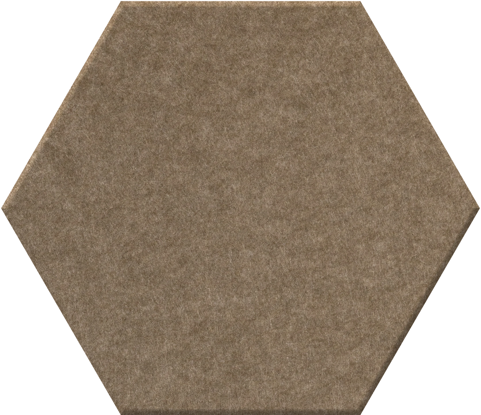 Brown hexagonal tile with textured surface and matte finish.