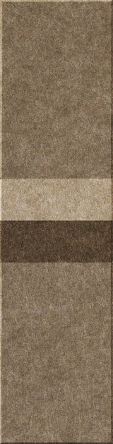 Rectangular carpet tile with textured surface in varying shades of brown and tan arranged in horizontal color blocks.