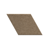 A single rhombus-shaped tile or panel with a textured, speckled brown surface, shown on a plain white background.