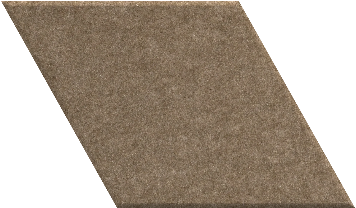 Taupe diamond-shaped tile with textured surface.