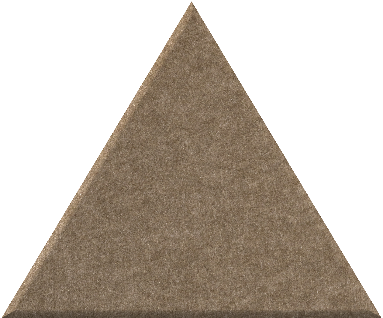 Beige-gray triangle tile with textured surface and beveled edges.
