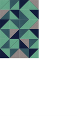Geometric pattern with mint green, navy, teal, and gray triangles arranged in repeating diamond shapes.