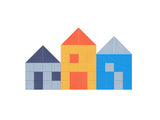 geometric geometric house desing with orange yellow and blue
