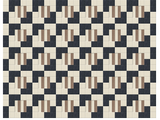 Geometric tile pattern with repeating dark blue, cream, and tan blocks in abstract design.
