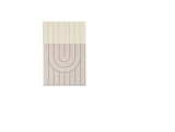 Two-tone ceramic wall tiles with vertical line pattern and curved arch motif in cream and beige.