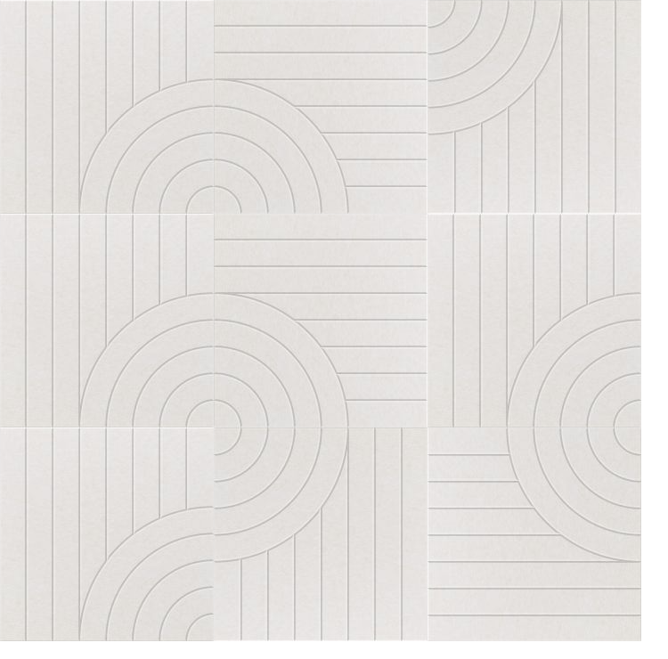 Beige geometric pattern with concentric semicircles and vertical lines in minimalist design.