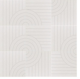 Beige geometric pattern with concentric semicircles and vertical lines in minimalist design.