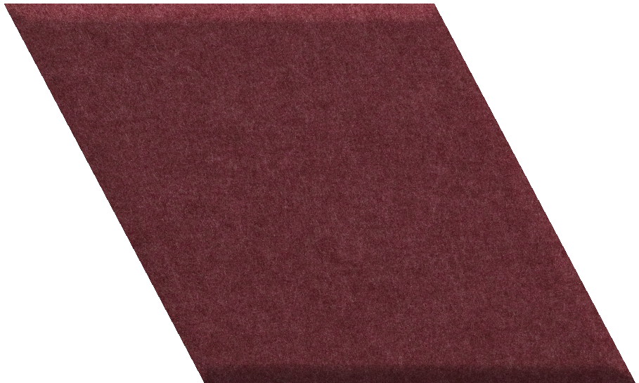 Deep burgundy diamond-shaped tile with matte finish on white background.