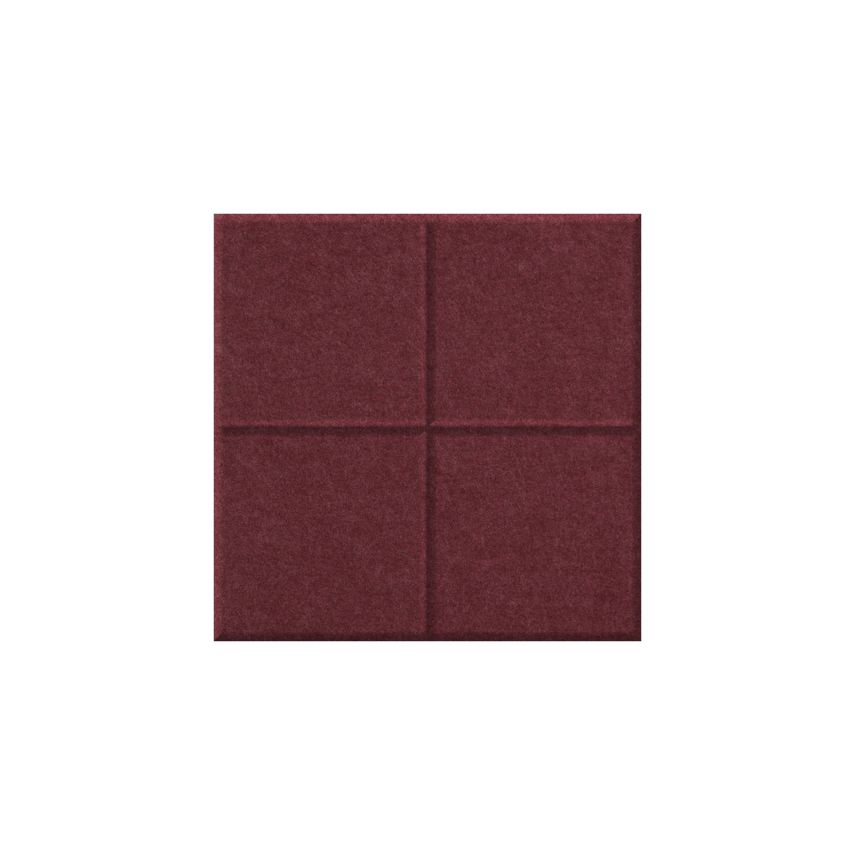 A square four-panel acoustic foam wall panel in a deep burgundy color, shown against a plain white background.