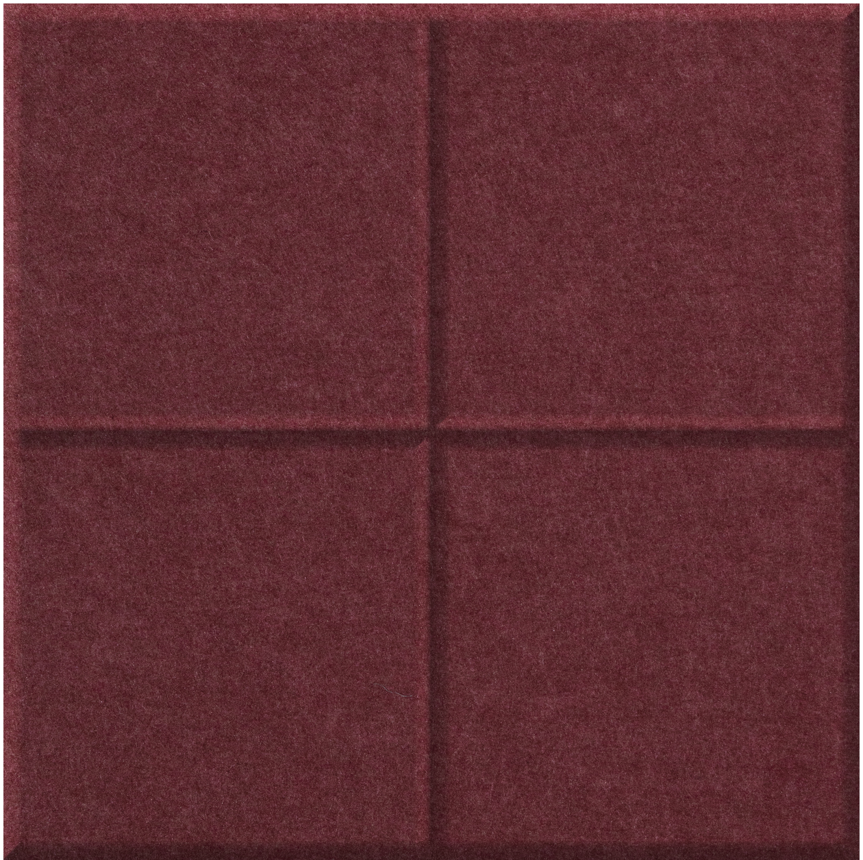 Burgundy tile divided into four equal squares with raised dividing lines.