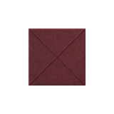 A square fabric swatch in a deep burgundy or maroon color, showing a fine textured weave with a stitched geometric pattern of intersecting diagonal lines forming an X shape in the center, isolated on a solid white background.