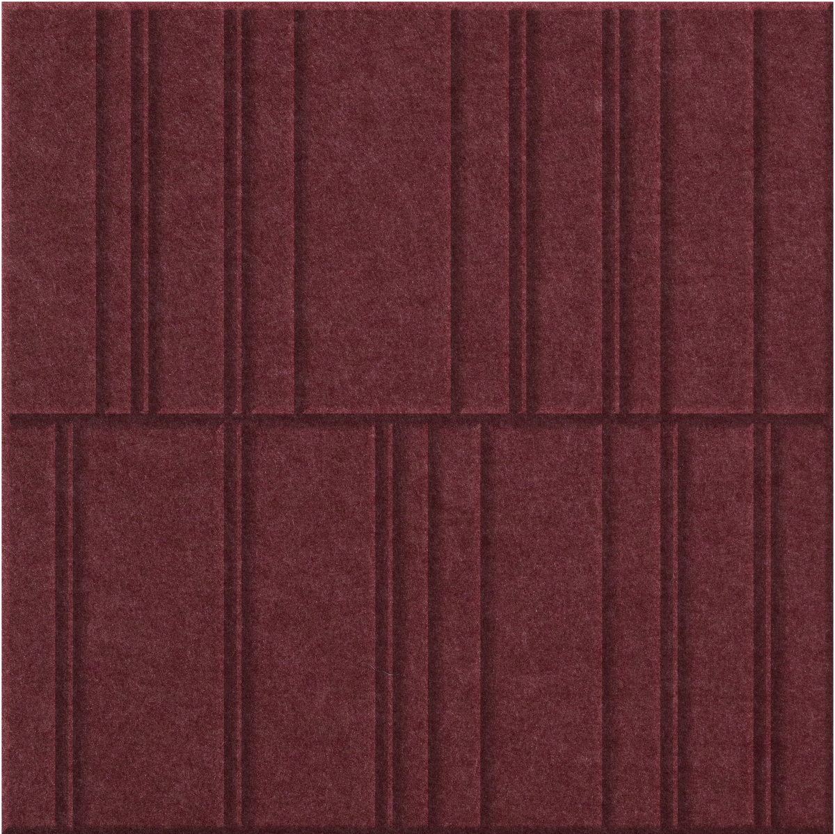 Wine 9mm Engraved Offset felt sample with staggered vertical grooves