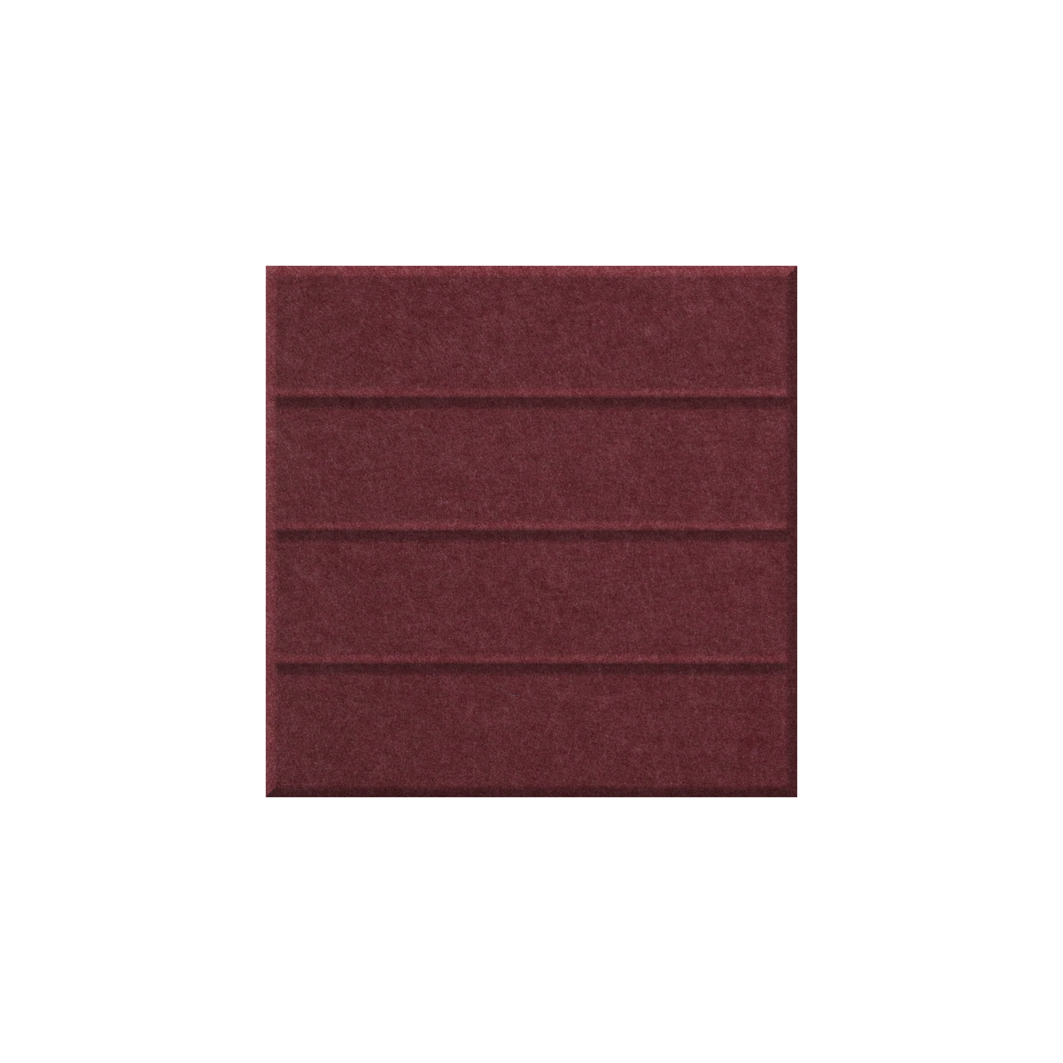 A square fabric swatch in a deep burgundy red color with horizontal stitched stripes, shown against a plain white background.