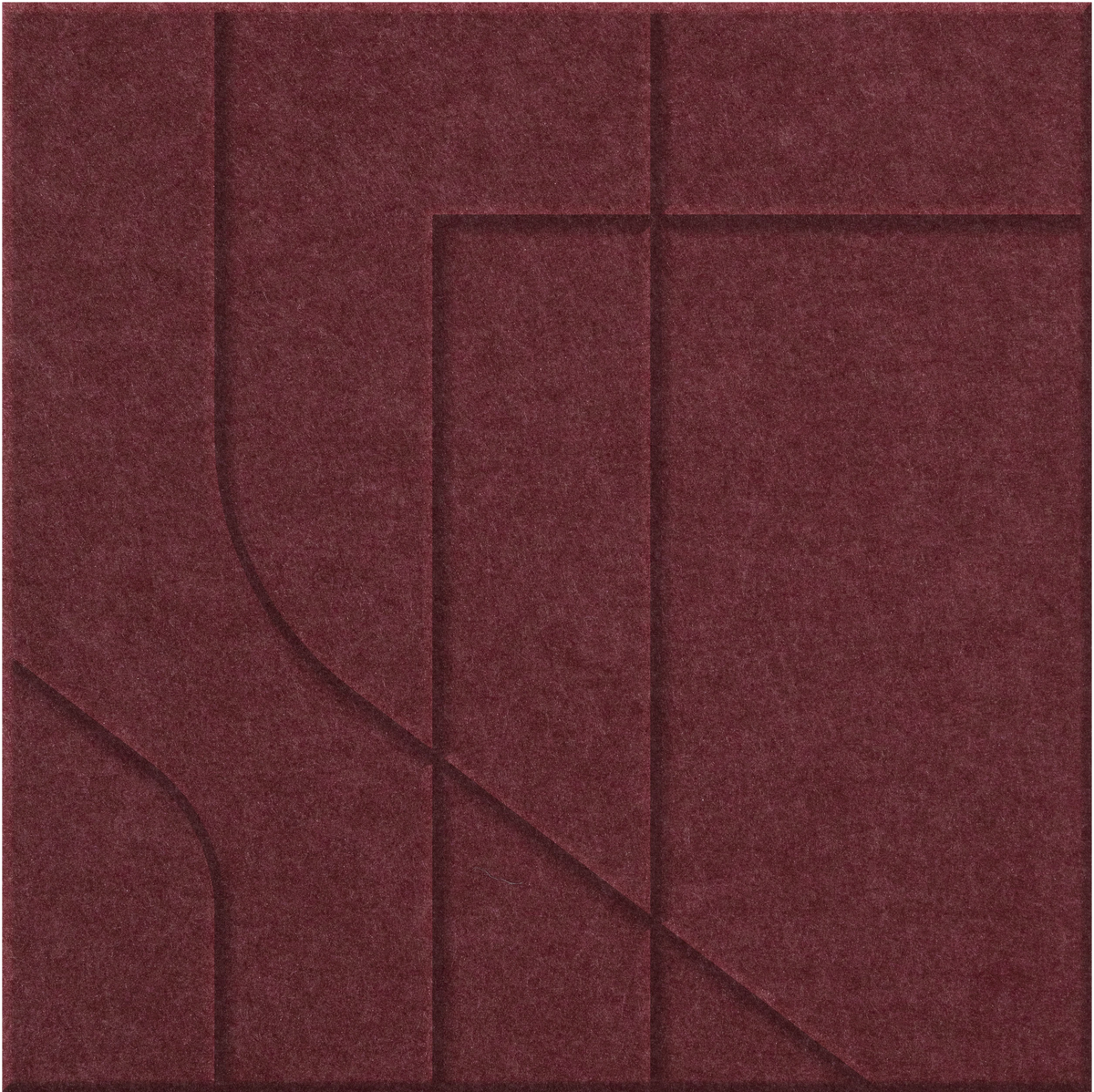 Wine 9mm Engraved Subway felt sample with offset stepped line grooves
