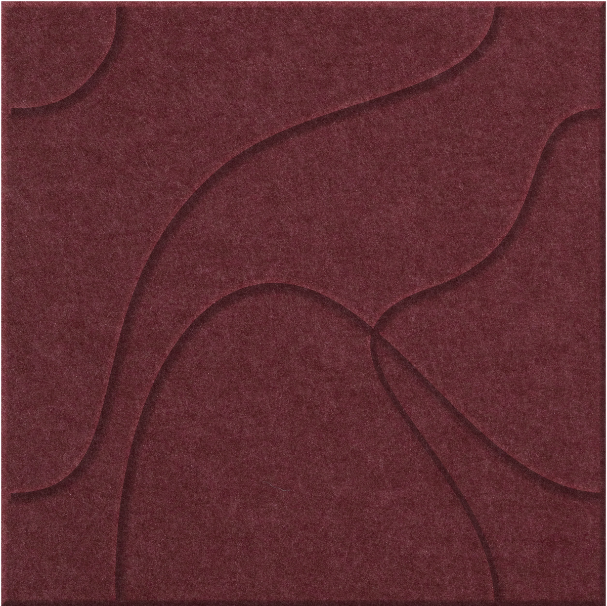 Wine 9mm Engraved Topo felt sample with flowing topographic line grooves