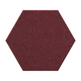 A single hexagonal felt or fabric swatch in a deep burgundy red color, centered on a plain white background.