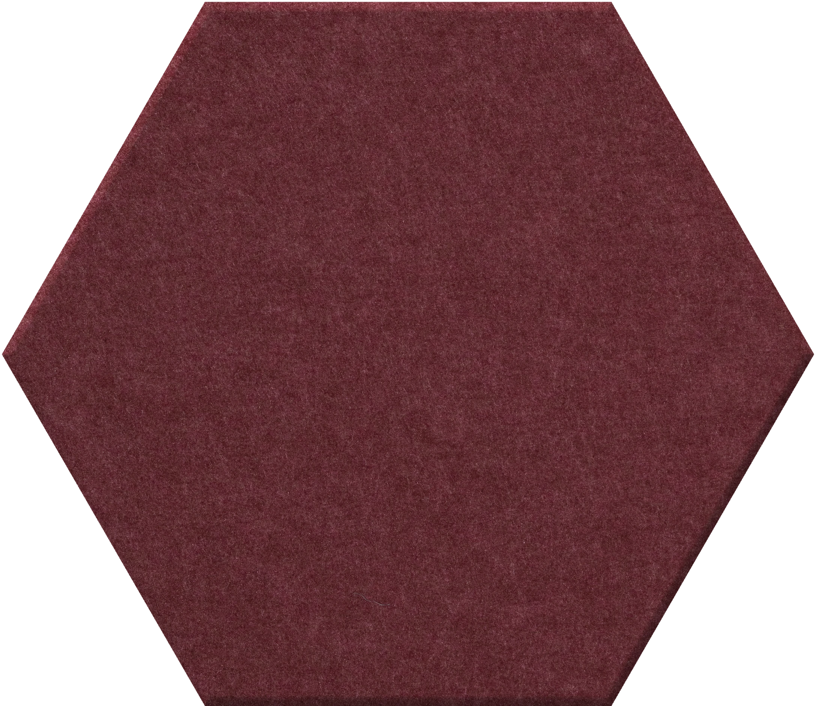 Burgundy hexagonal tile with textured surface.