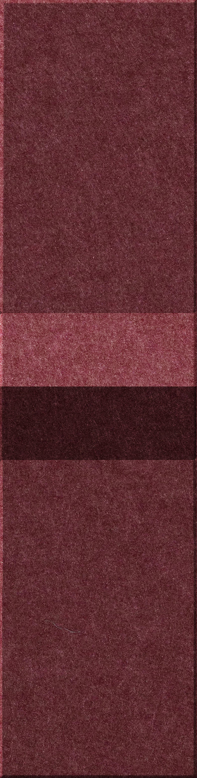 Four burgundy carpet tiles in varying shades stacked vertically, showing textured surfaces in deep wine and mauve tones.